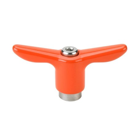 MORTON Adjustable Handle, T-Handle Design, Safety Orange Plastic Handle, 1/2"-13 Internal Stainless Steel Thread, 3.62" Handle Diameter THP-109SS-OR